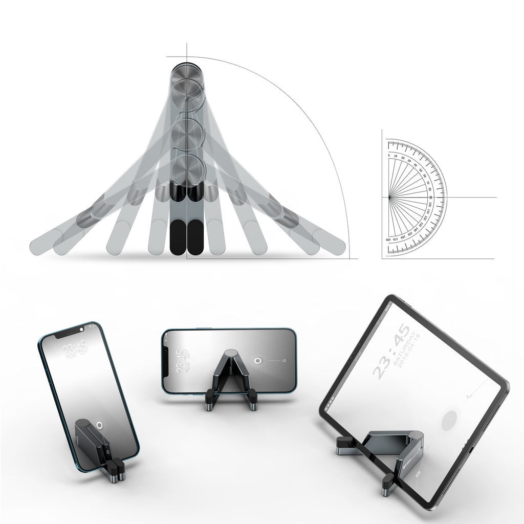 Suport telefon si Tableta, Design V, fixare pe birou, universal cu unghi reglabil
